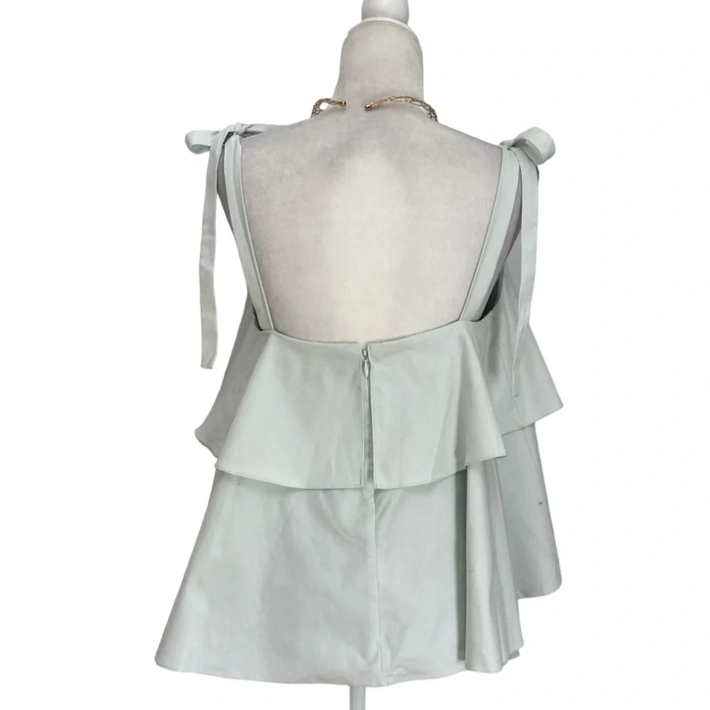 Prose & Poetry Brett Bow Cami NWT Ruffle Tiered Top in Mint Green